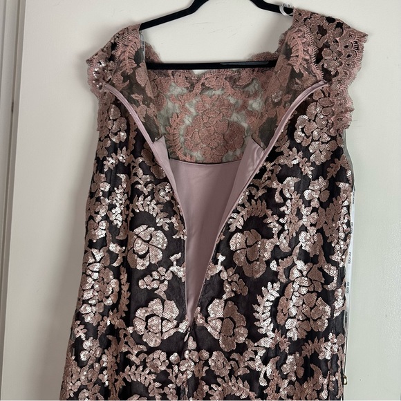 Tadashi Shoji Dir Black Metallic Embroidery Sequin Sheer Illusion Dress NWT 20Q - Picture 8 of 16